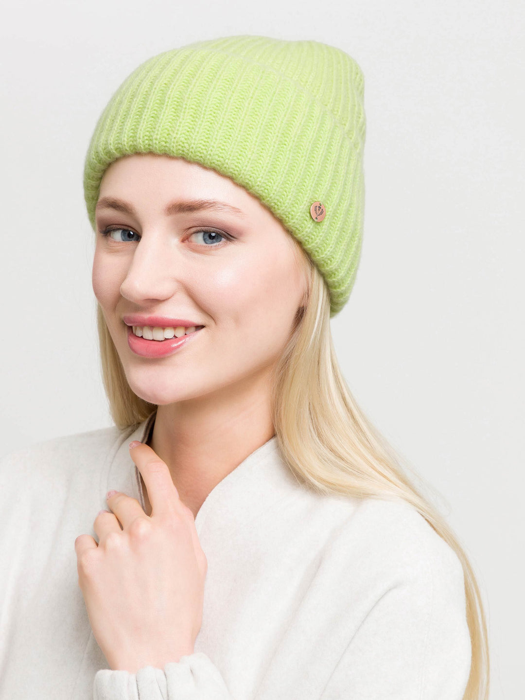 Grobstrick-Mütze aus reinem Kaschmir