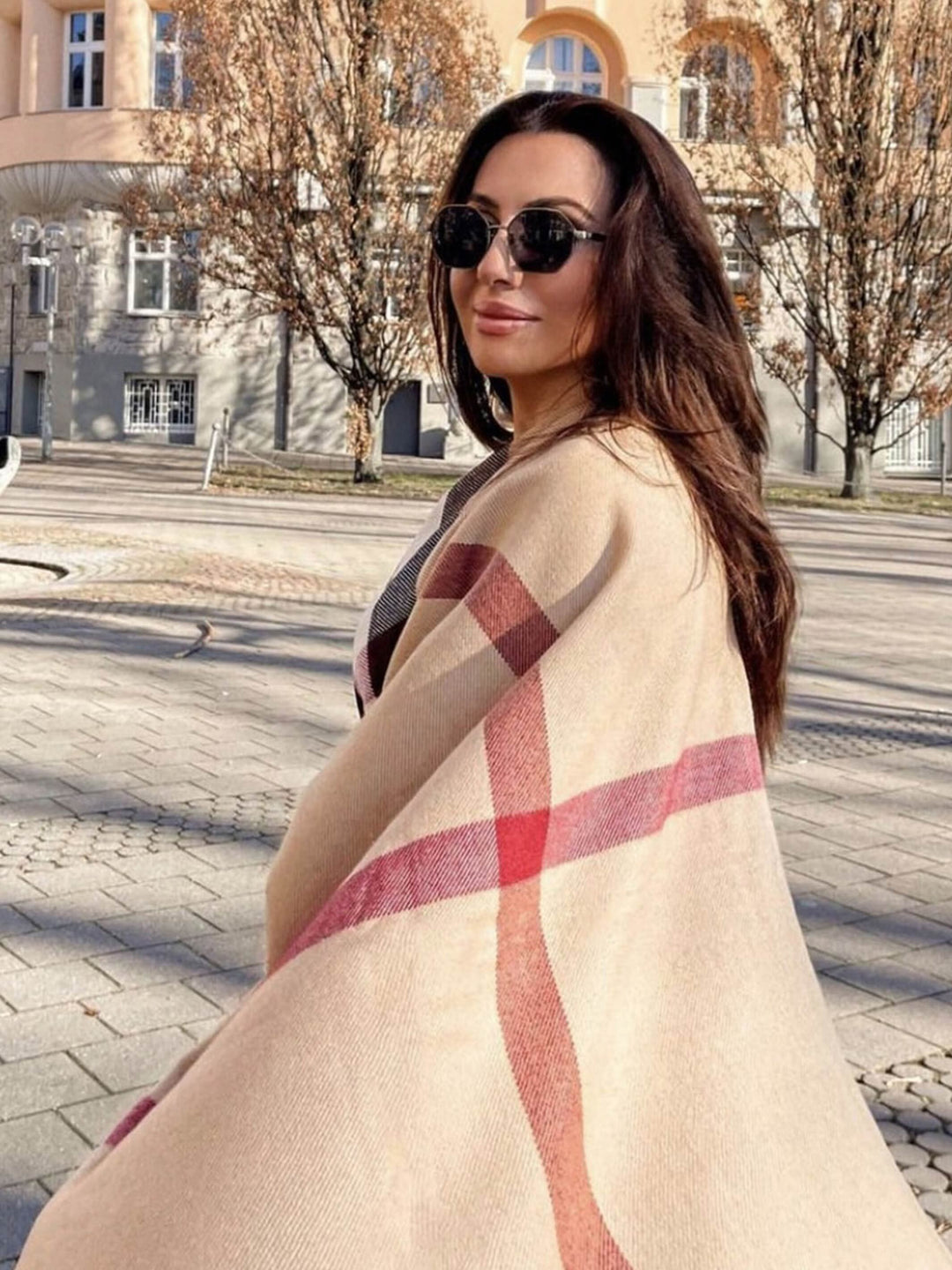 Poncho mit FRAAS Plaid Karo aus Polyacryl