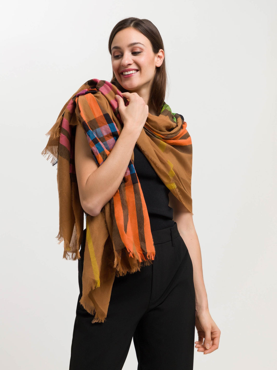 Sustainability Edition - Leichte Stola mit FRAAS Plaid Karo