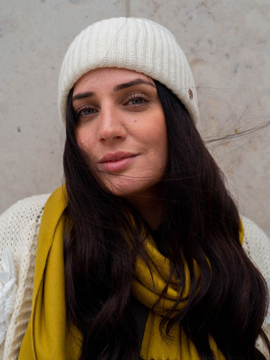 Grobstrick-Mütze aus reinem Kaschmir