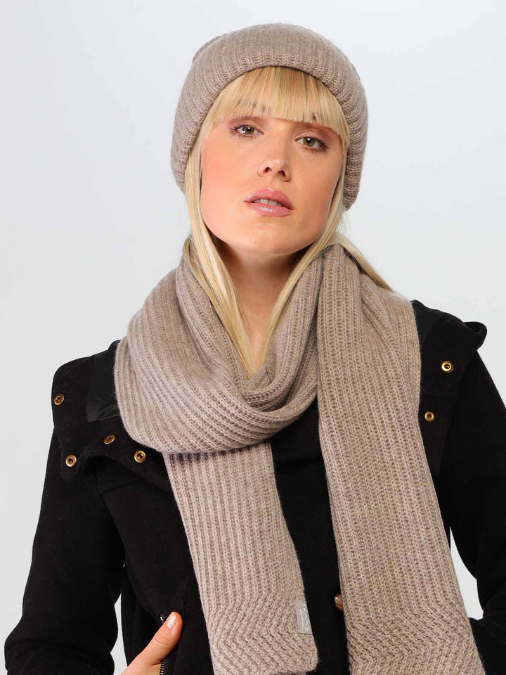 Grobstrick-Mütze aus reinem Kaschmir