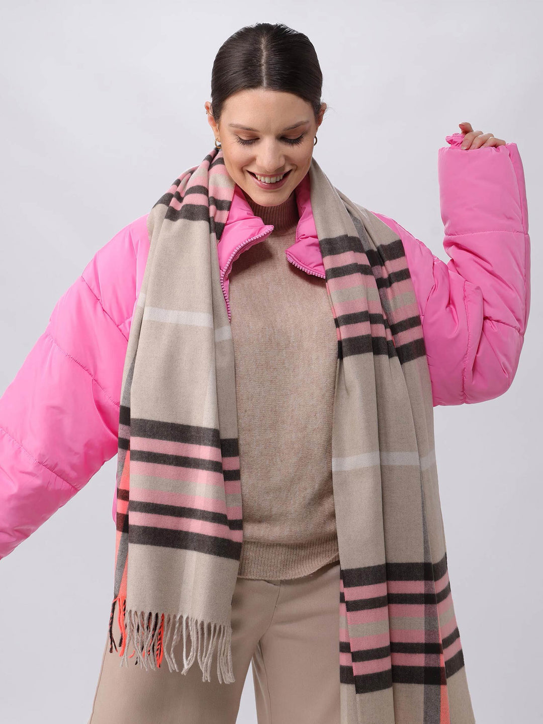 Breiter Cashmink-Schal mit FRAAS Plaid Karo