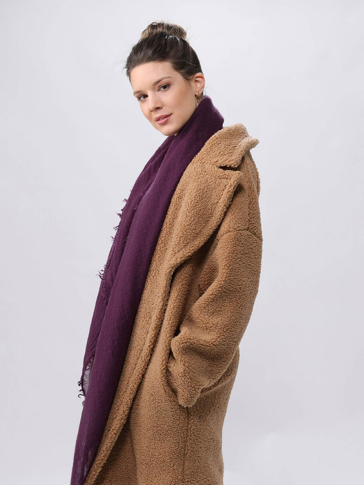 Einfarbige Wollstola mit Fransen