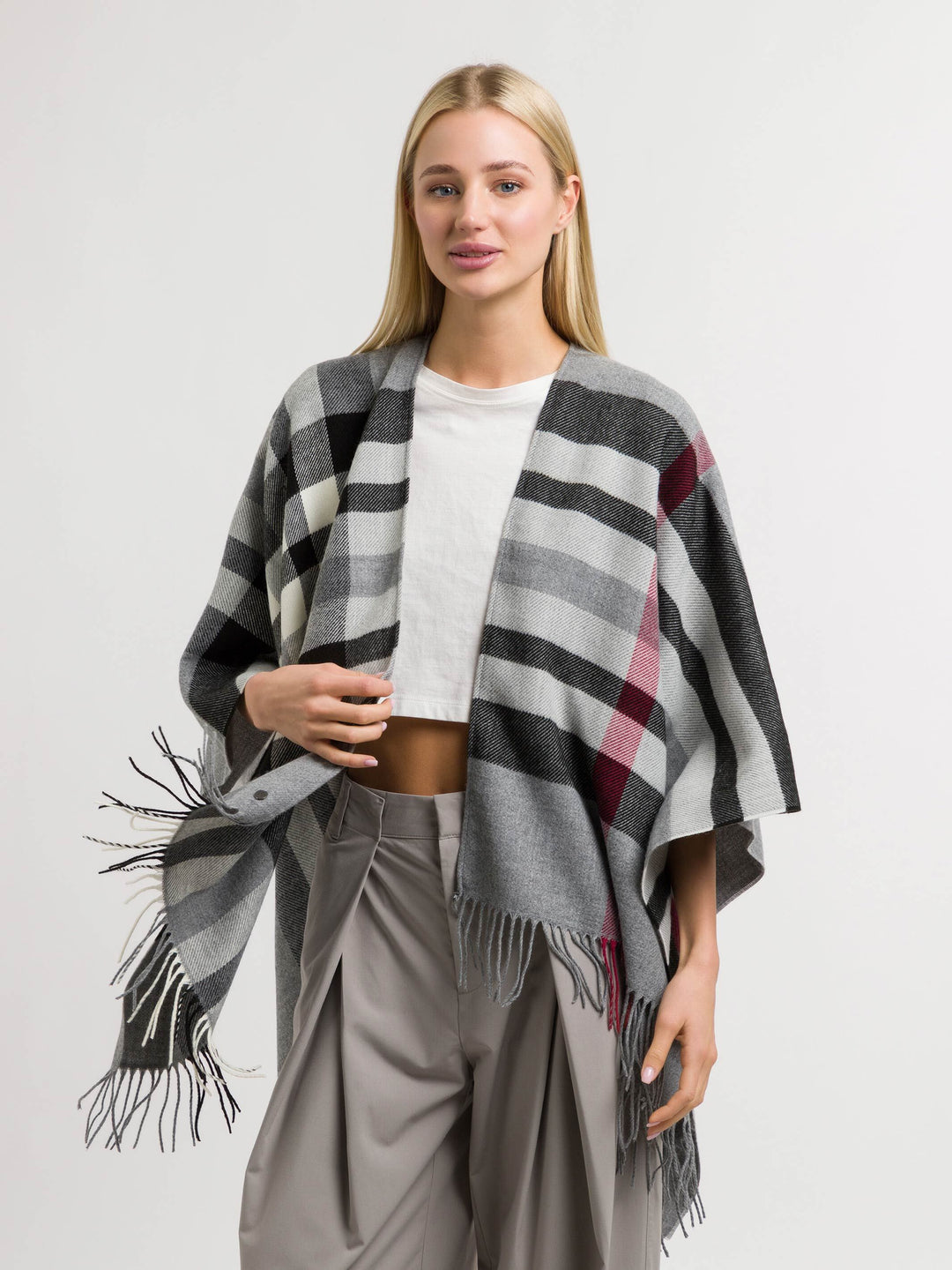 Poncho mit FRAAS Plaid Karo aus Polyacryl