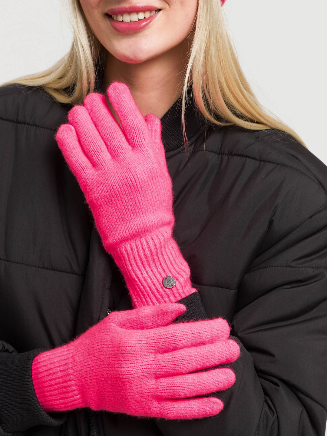 Einfarbige Strickhandschuhe in Wollmischung