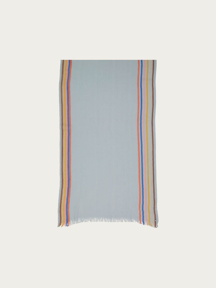 Einfarbiger Wollschal mit Highlight-Streifen