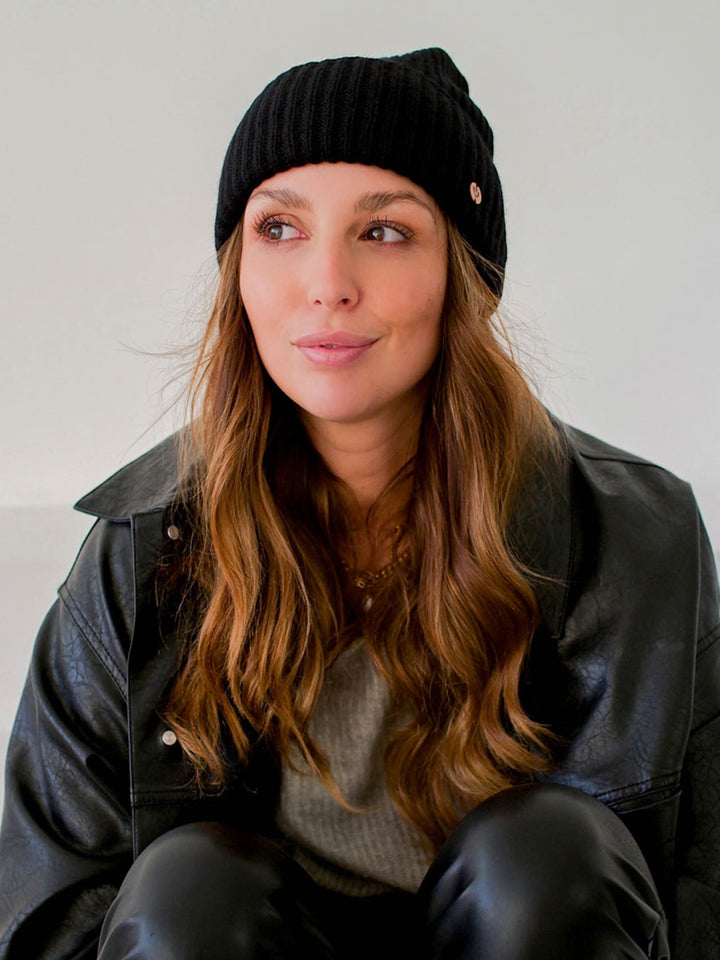 Grobstrick-Mütze aus reinem Kaschmir