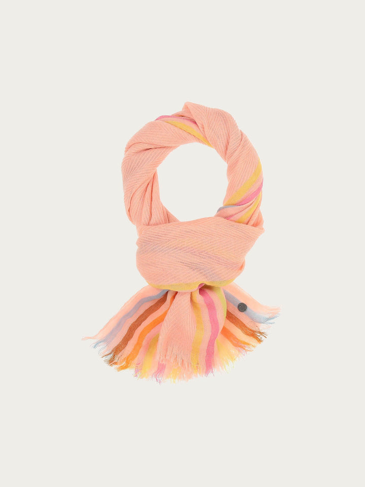 Einfarbiger Wollschal mit Highlight-Streifen