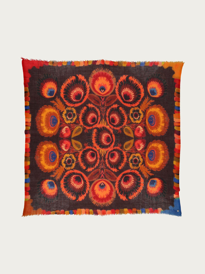 Tuch mit Blumen-Design aus reiner Wolle