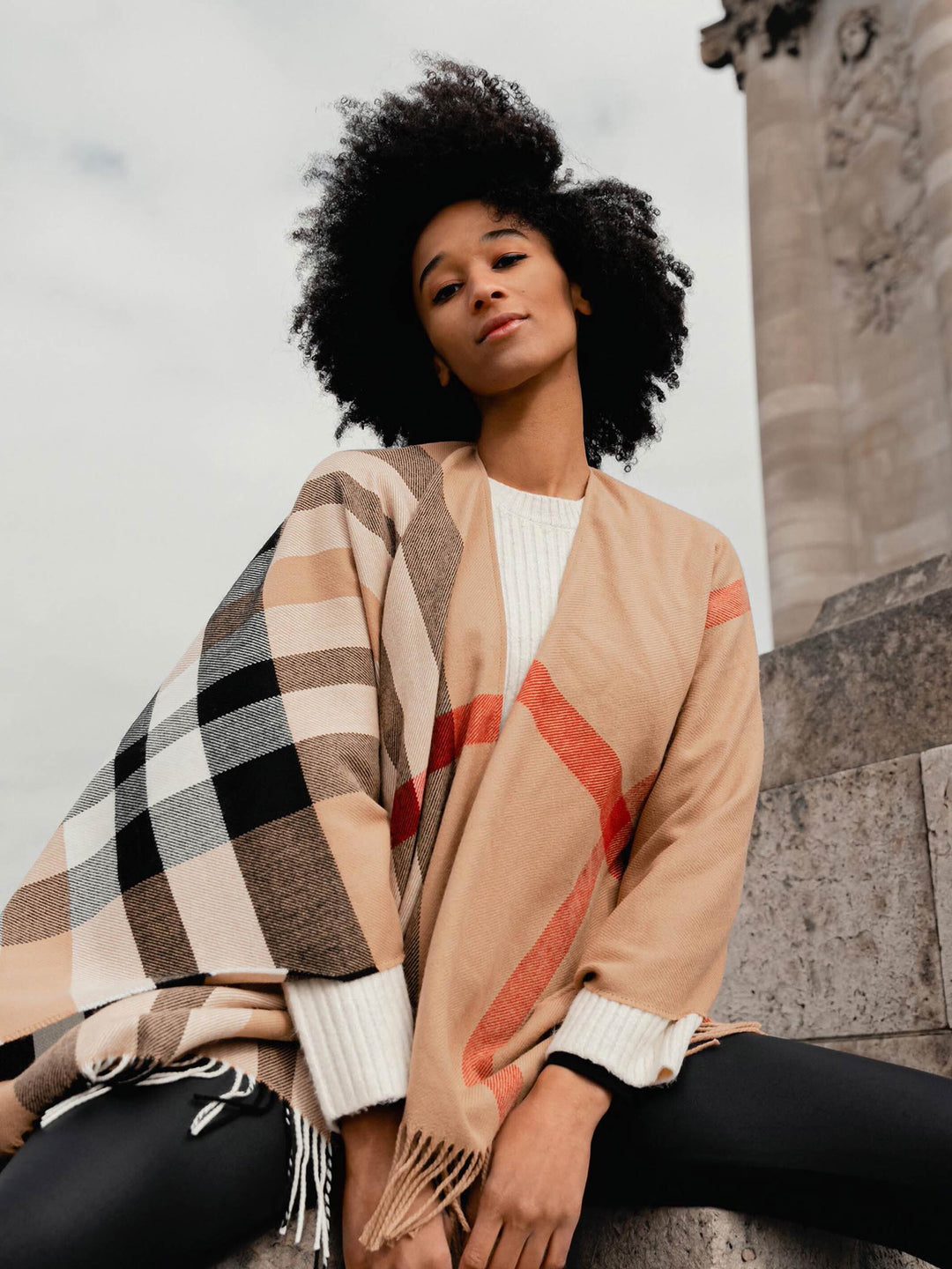 Poncho mit FRAAS Plaid Karo aus Polyacryl