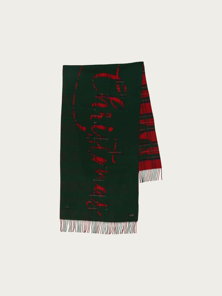 Cashmink-Schal MERRY CHRISTMAS mit weihnachtlichem Karo-Design