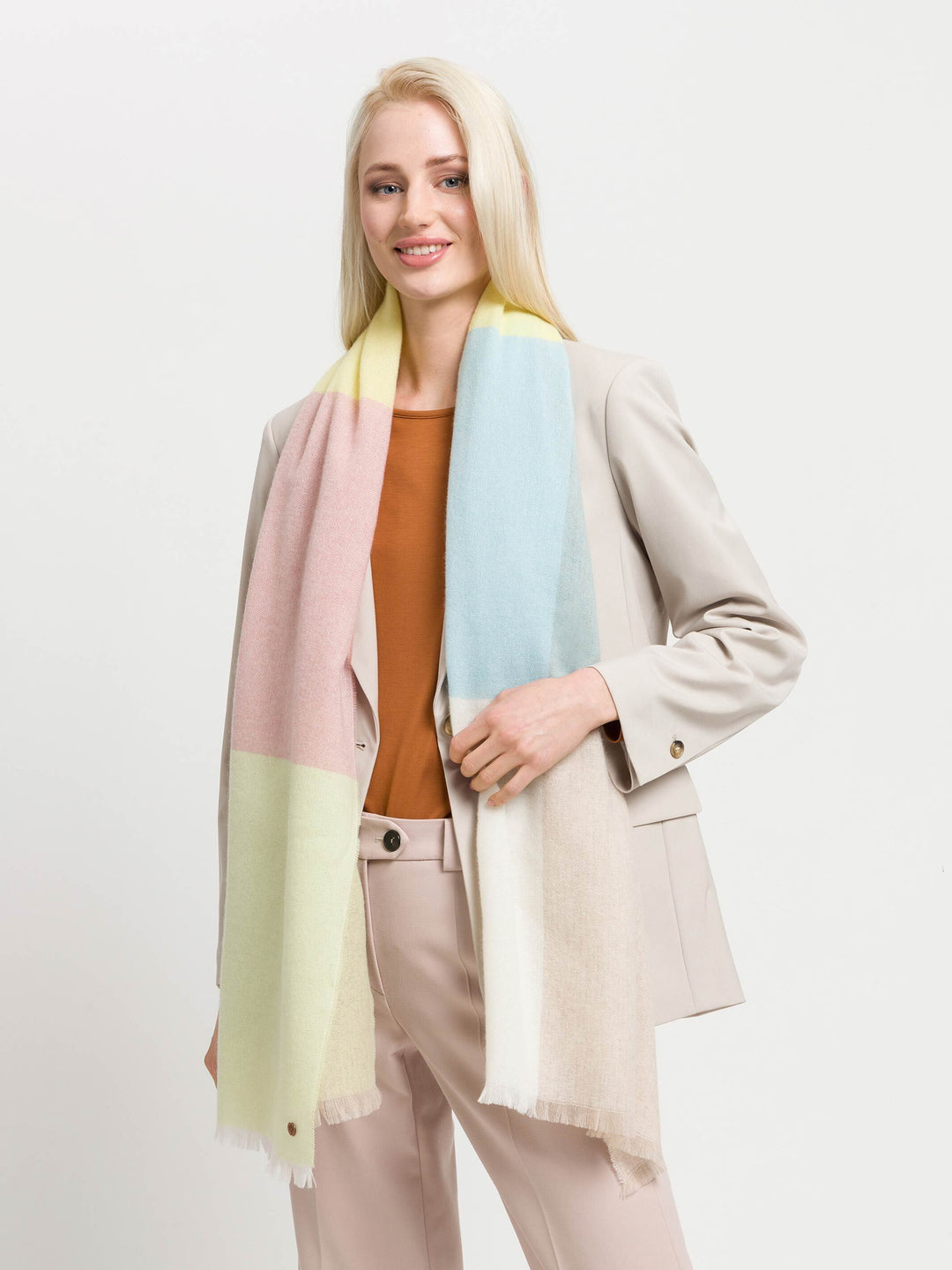 Kaschmirstola mit Block-Karos