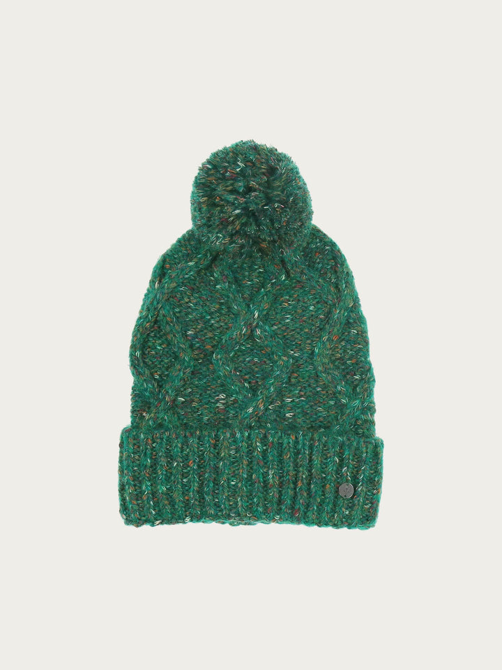 Melierte Strickmütze mit Zopfmuster