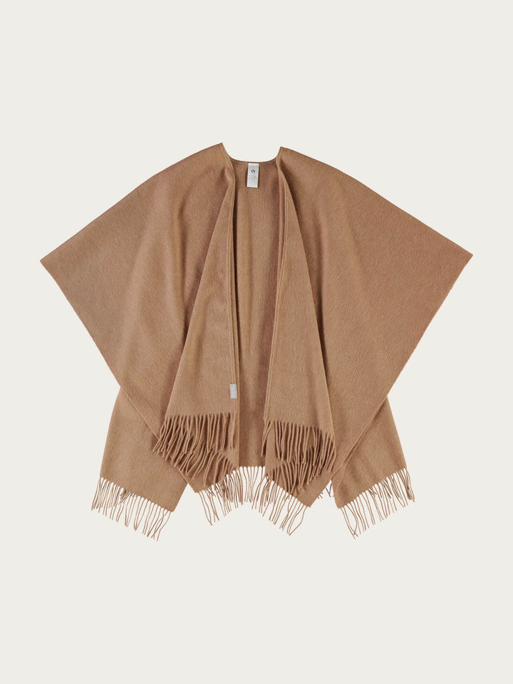 Einfarbiger Poncho aus reiner Wolle