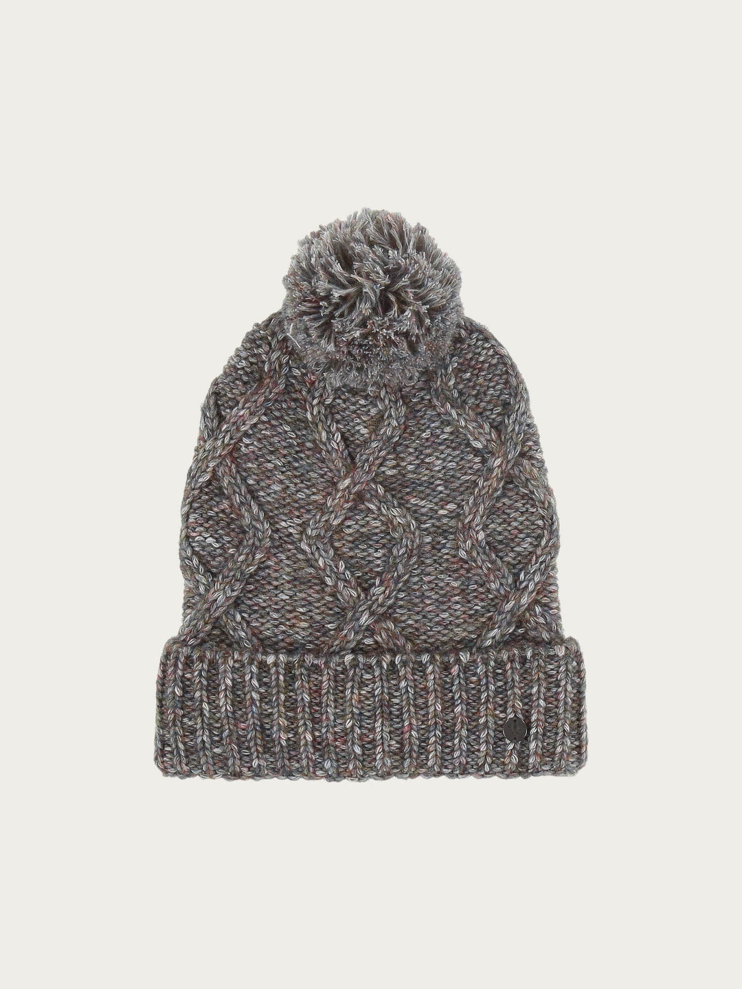 Melierte Strickmütze mit Zopfmuster