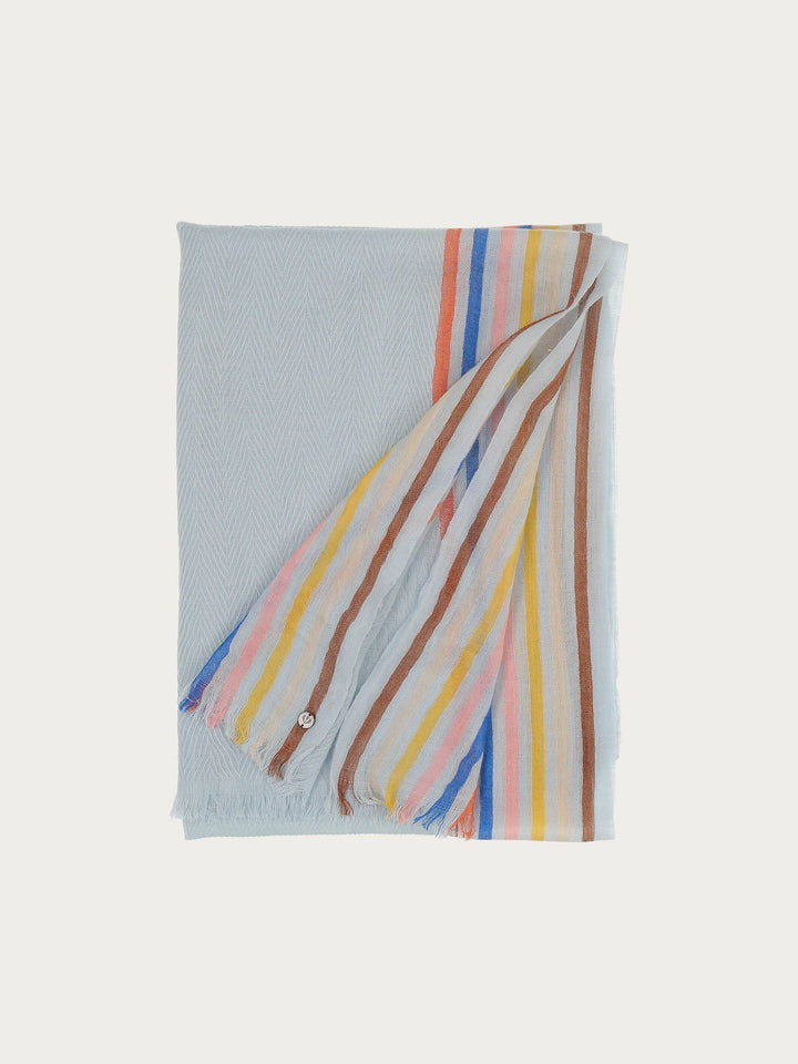 Einfarbiger Wollschal mit Highlight-Streifen