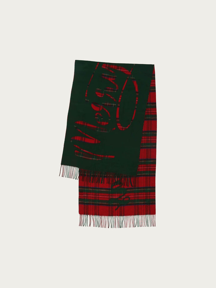 Cashmink-Schal MERRY CHRISTMAS mit weihnachtlichem Karo-Design