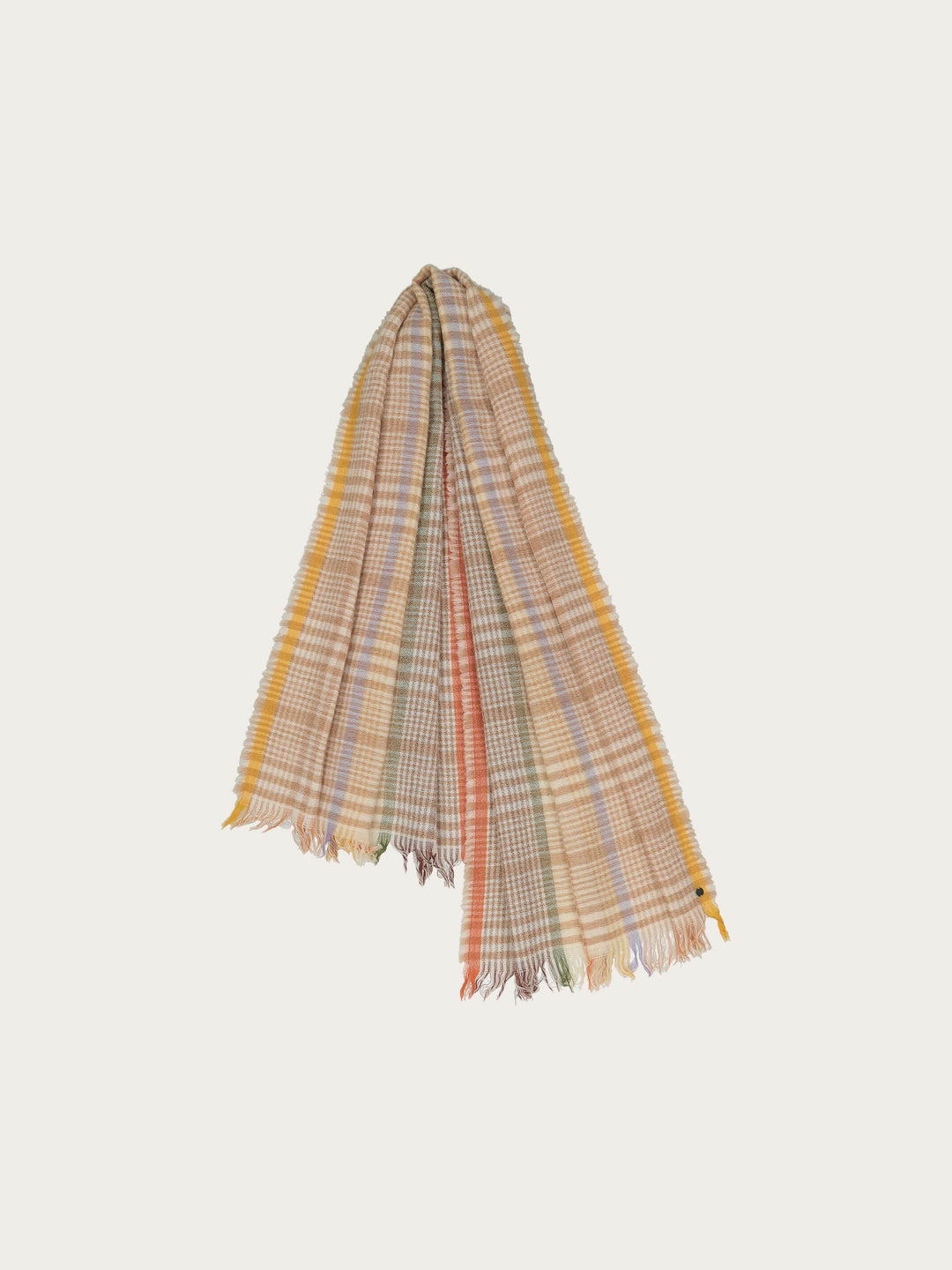 Karierter Schal mit Highlight-Streifen in Wollmischung