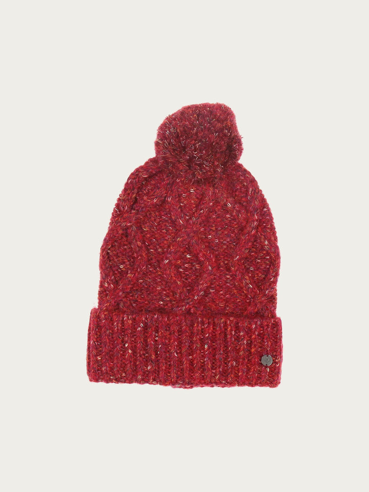 Melierte Strickmütze mit Zopfmuster