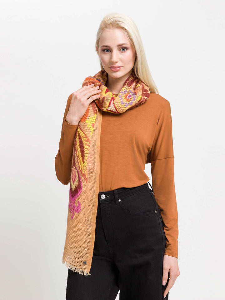 Geblümte Stola mit Lochmuster