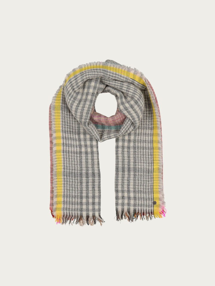 Karierter Schal mit Highlight-Streifen in Wollmischung