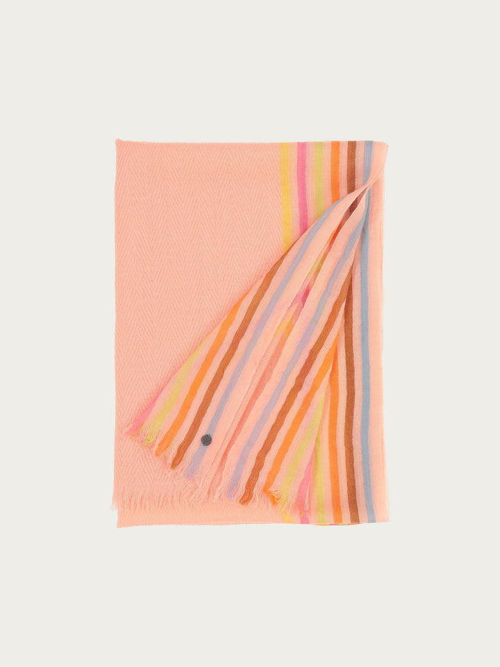 Einfarbiger Wollschal mit Highlight-Streifen