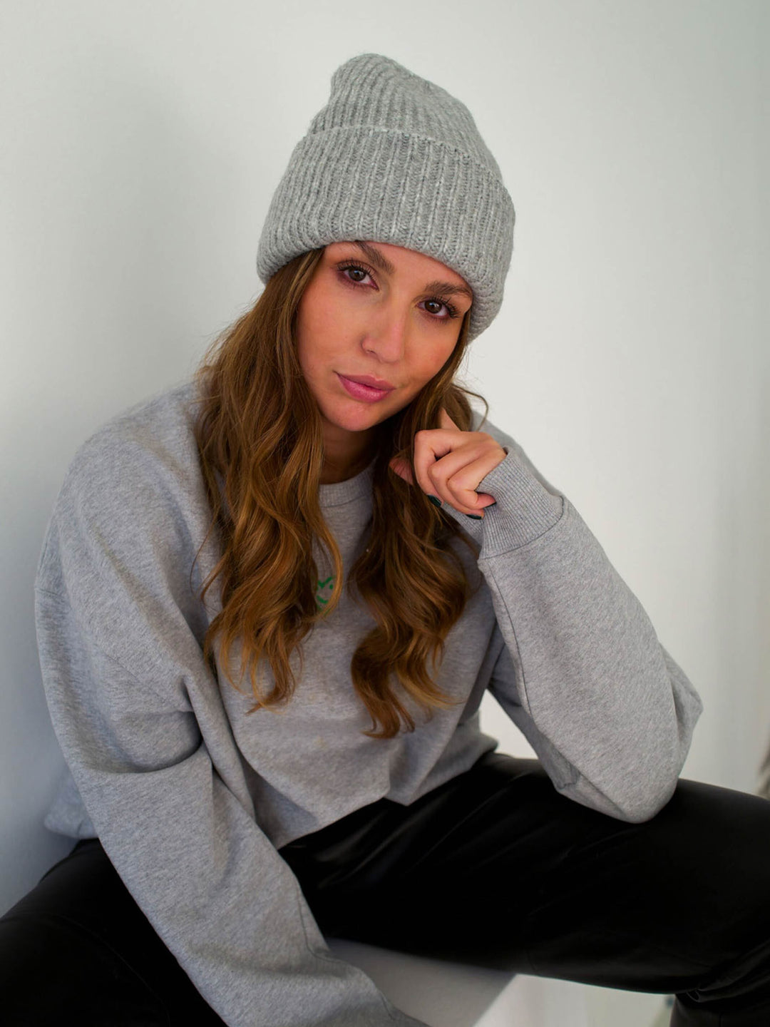 Grobstrick-Mütze aus reinem Kaschmir