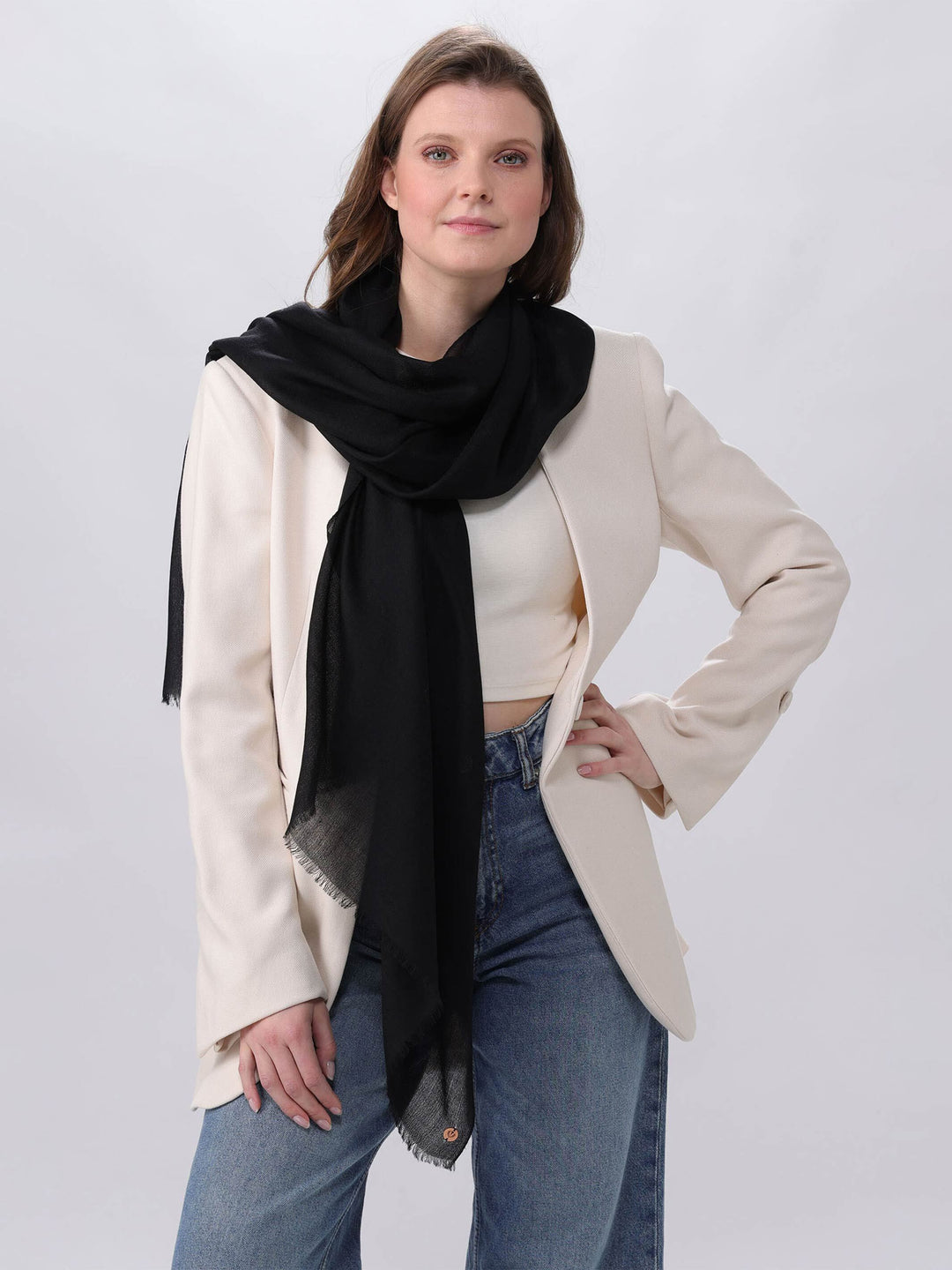 Zarte einfarbige Pashmina aus reinem Kaschmir