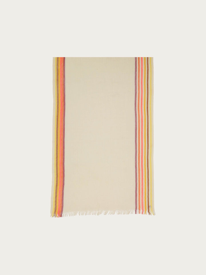 Einfarbiger Wollschal mit Highlight-Streifen