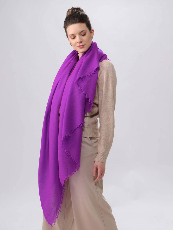 Einfarbige Stola in Seide-Wolle-Mischung