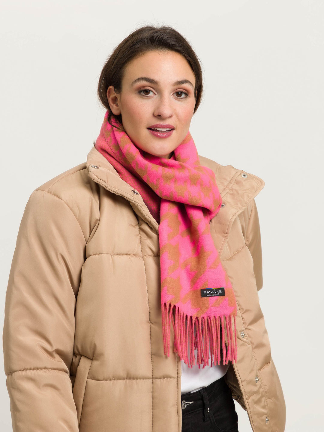 Cashmink-Schal mit Hahnentritt-Mix
