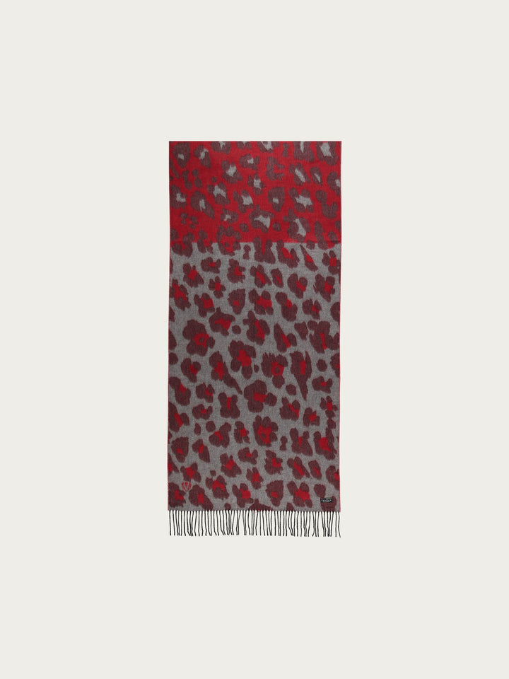 Zweifarbiger Cashmink-Schal mit Leo-Design