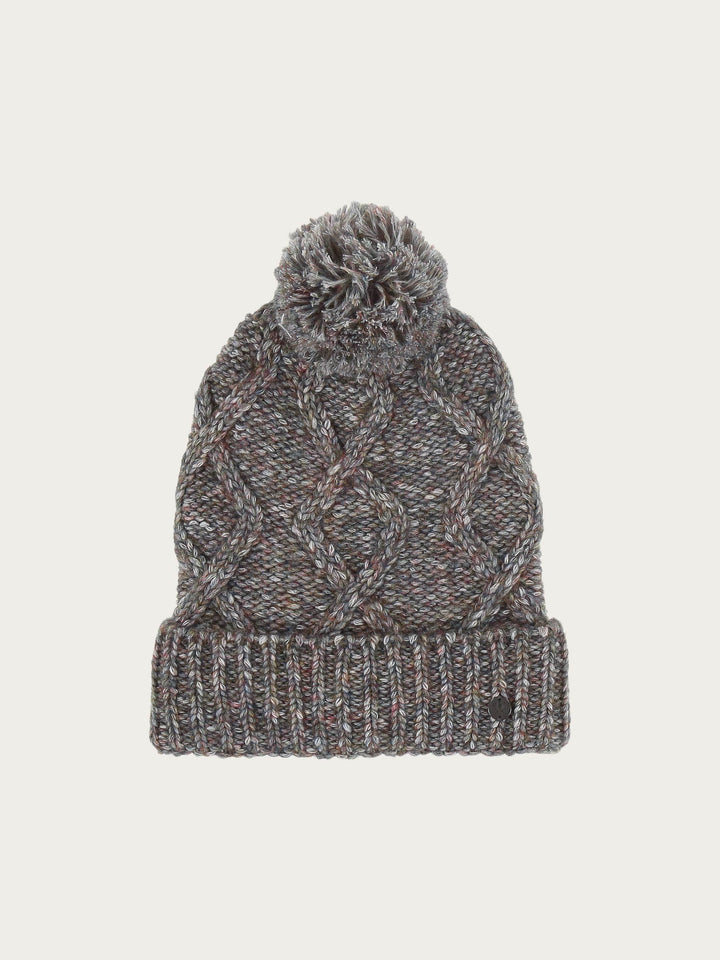 Melierte Strickmütze mit Zopfmuster