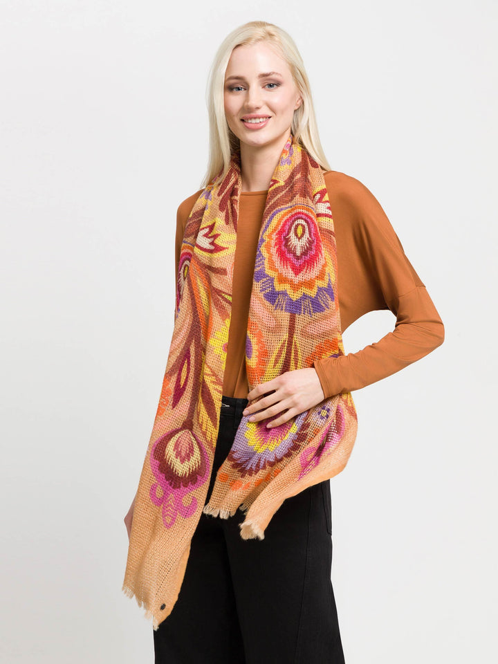 Geblümte Stola mit Lochmuster