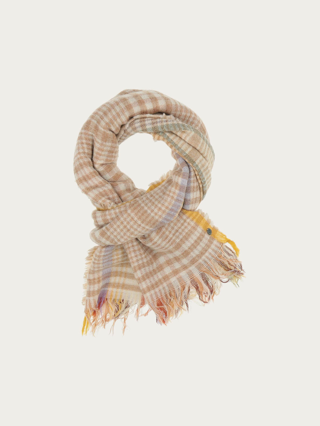 Karierter Schal mit Highlight-Streifen in Wollmischung