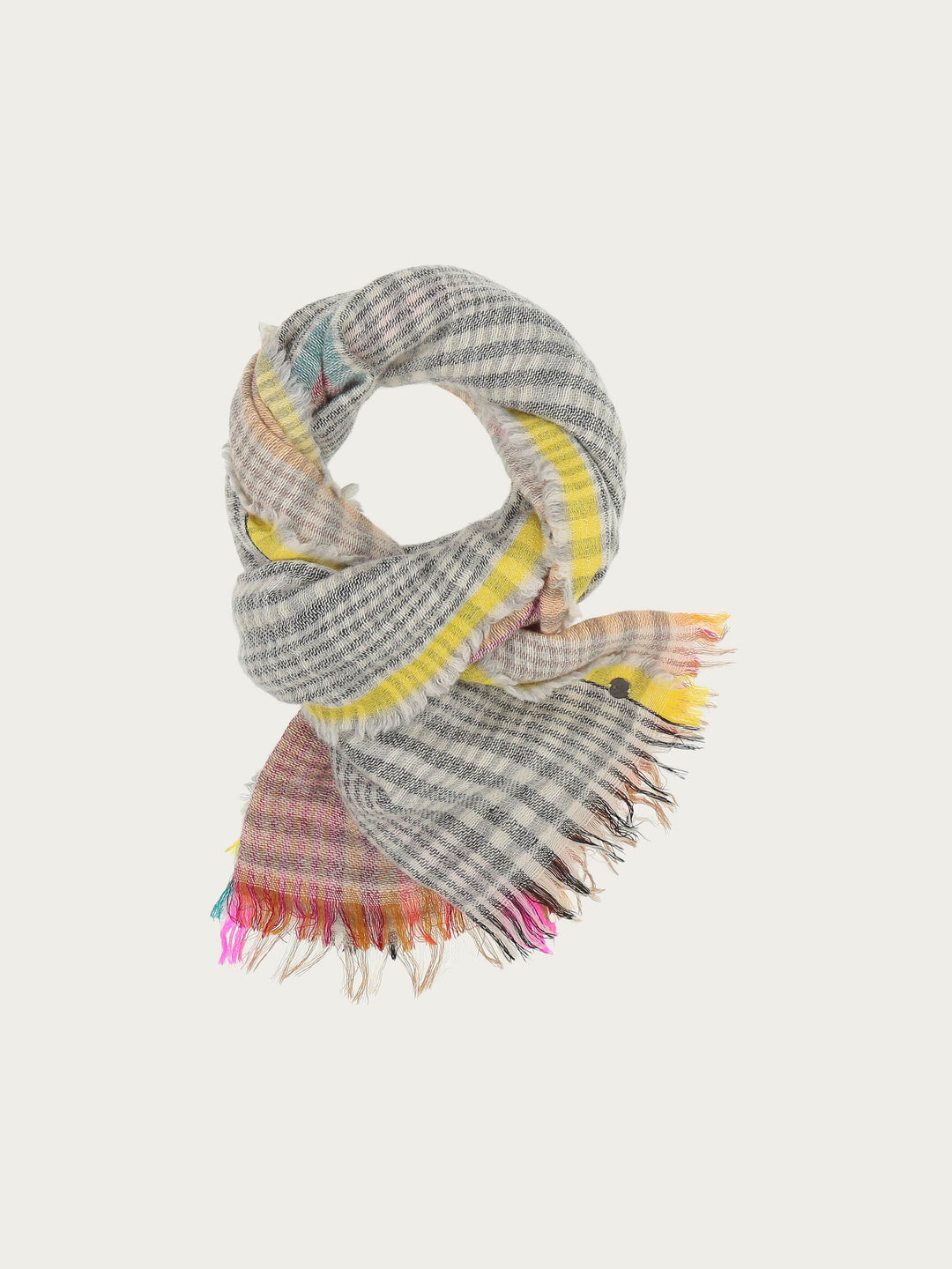 Karierter Schal mit Highlight-Streifen in Wollmischung