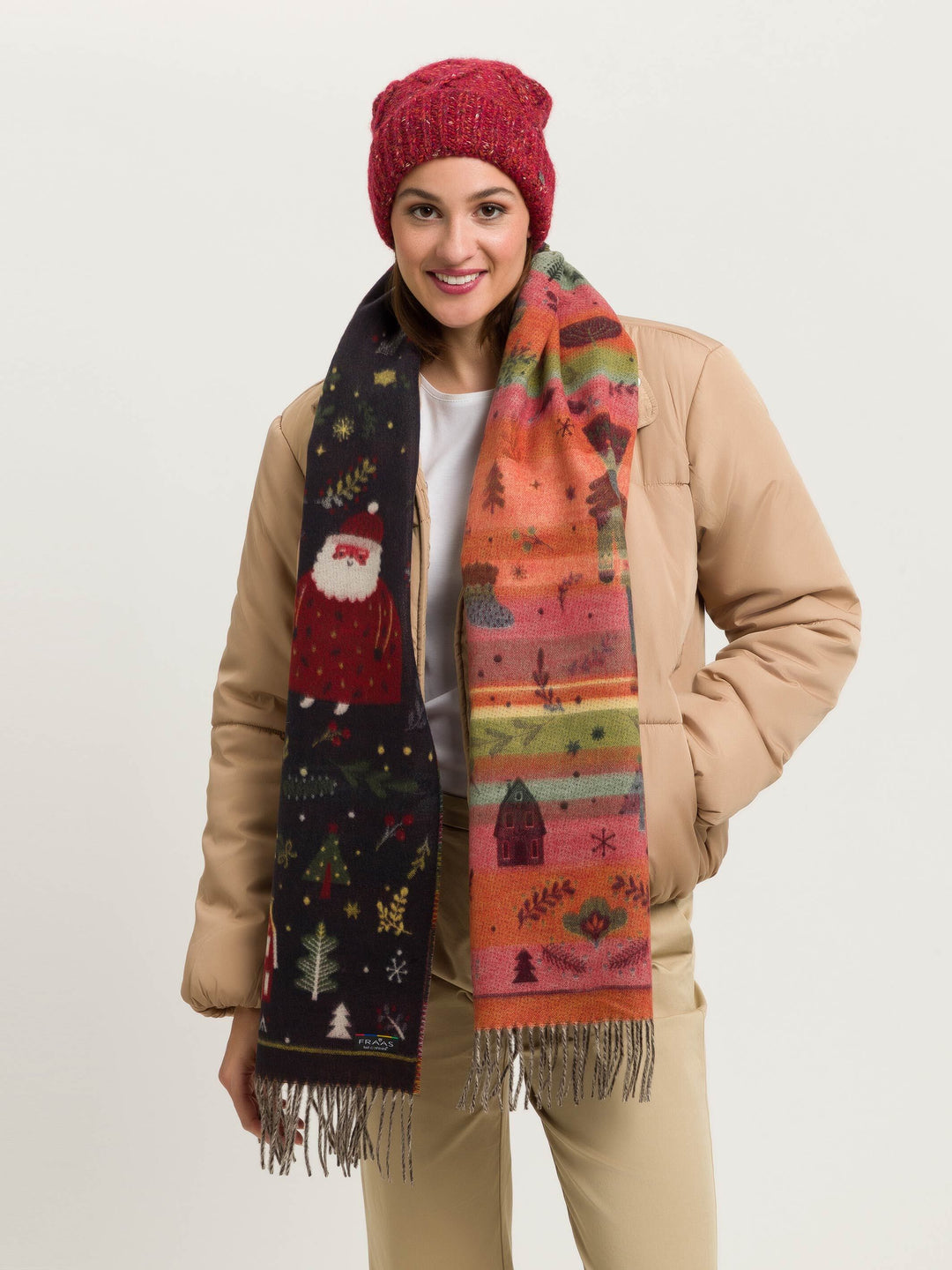 Melierte Strickmütze mit Zopfmuster