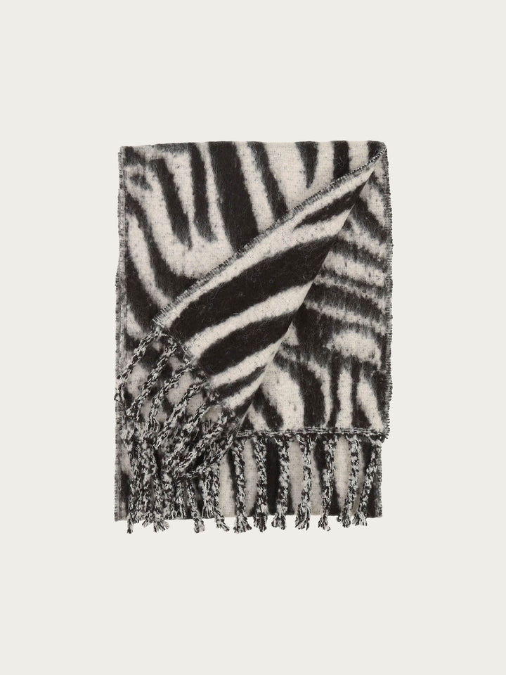 Flauschiger XL-Schal mit Zebra-Design in Wollmischung