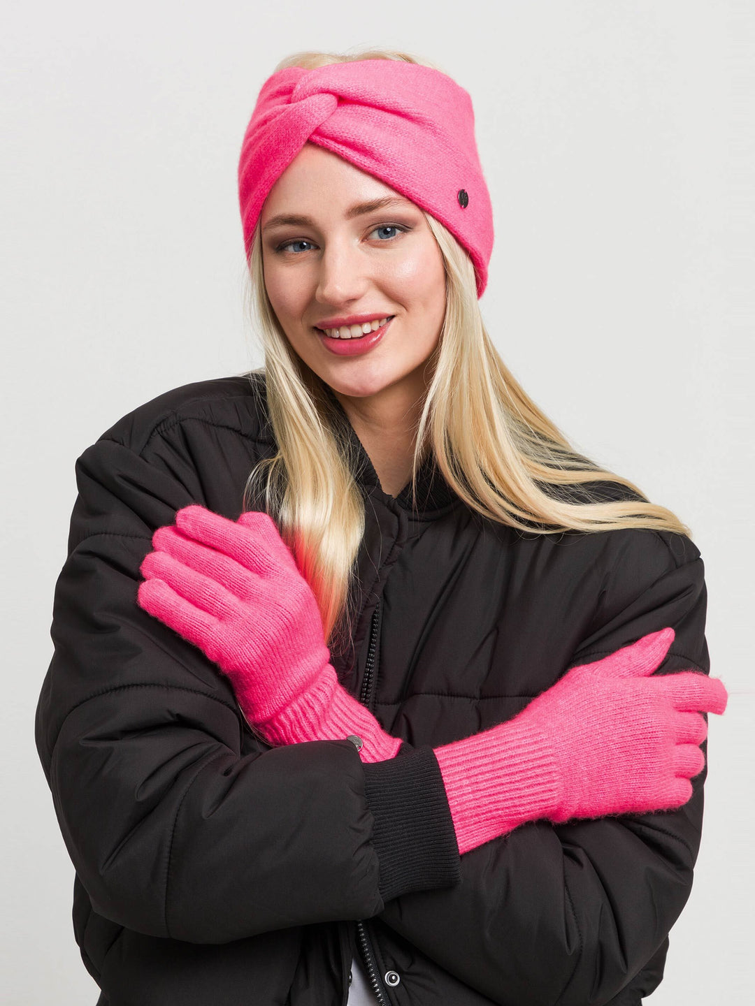 Einfarbige Strickhandschuhe in Wollmischung