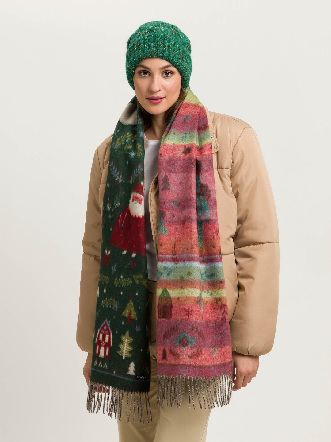 Melierte Strickmütze mit Zopfmuster