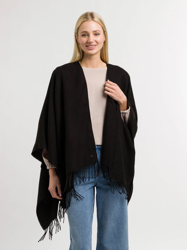 Einfarbiger Poncho aus reinem Polyacryl