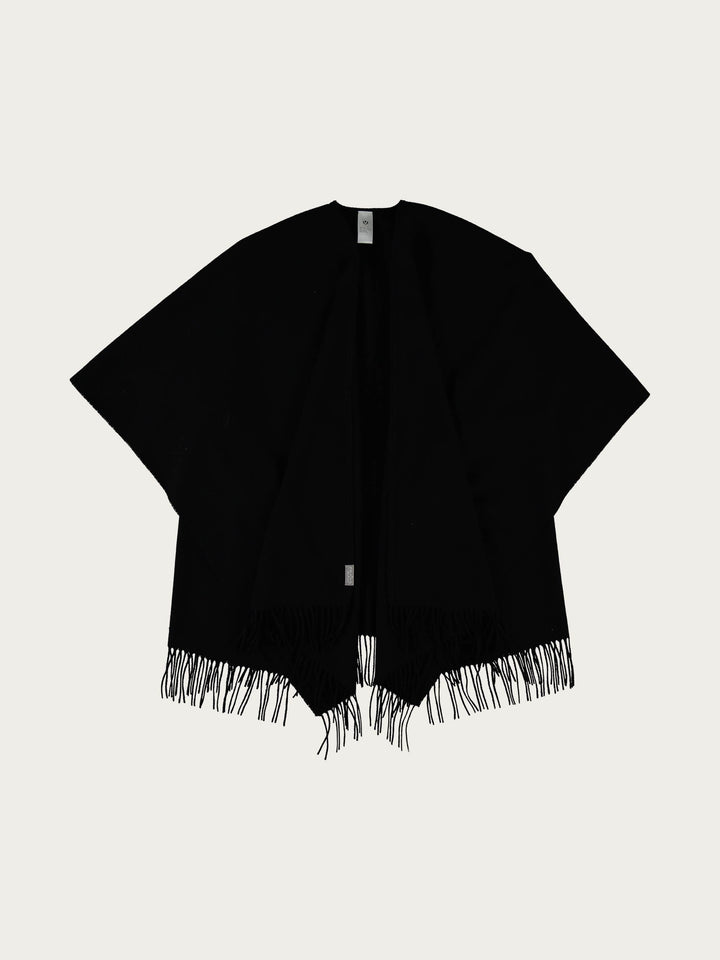 Einfarbiger Poncho aus reiner Wolle