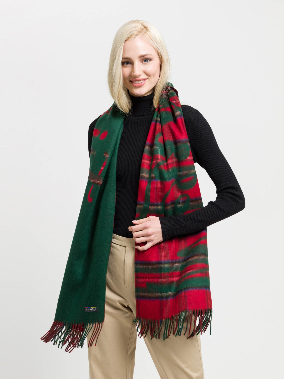 Cashmink-Schal MERRY CHRISTMAS mit weihnachtlichem Karo-Design