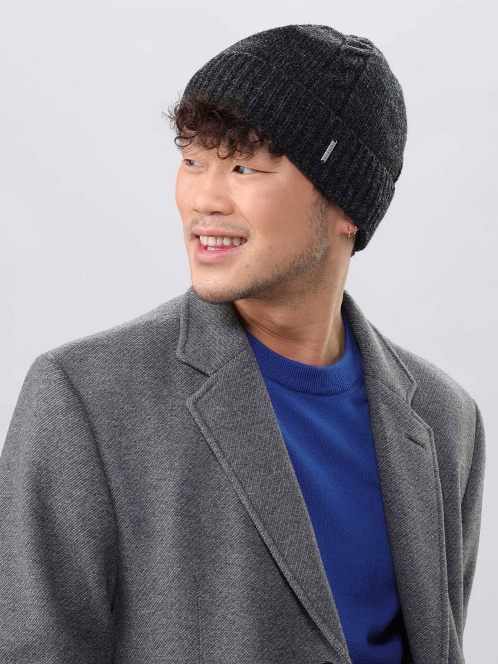 bugatti Strickmütze mit Zopfmuster in Wollmischung