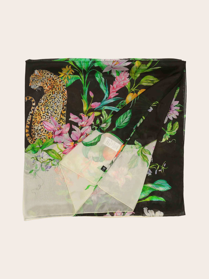 XL Seiden-Stola mit Dschungel Design