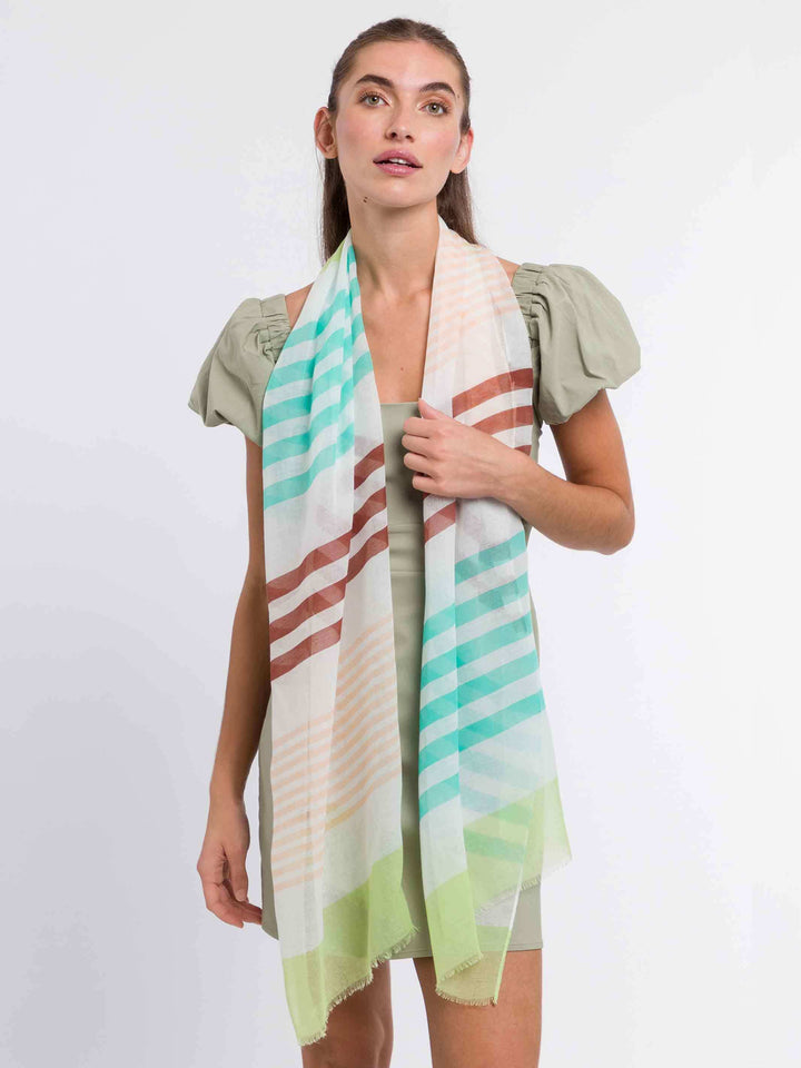 Sustainability Collection - Schal im bunten Streifen-Design