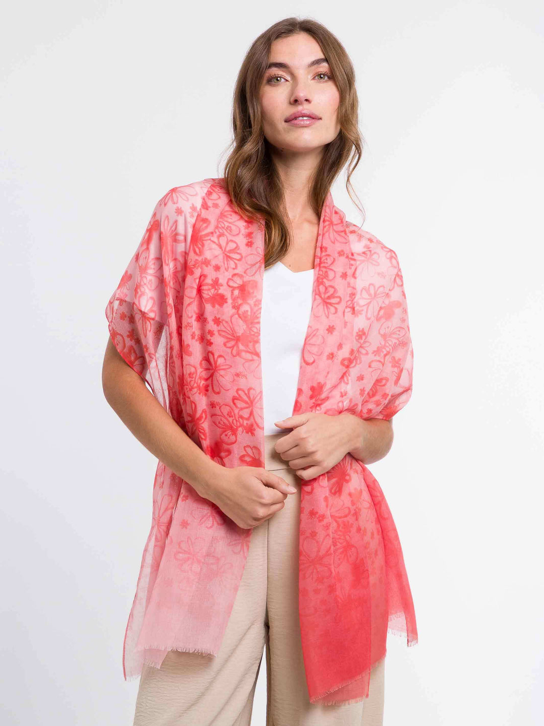 Sustainability Collection - Schal mit Blümchen-Design und Farbverlauf