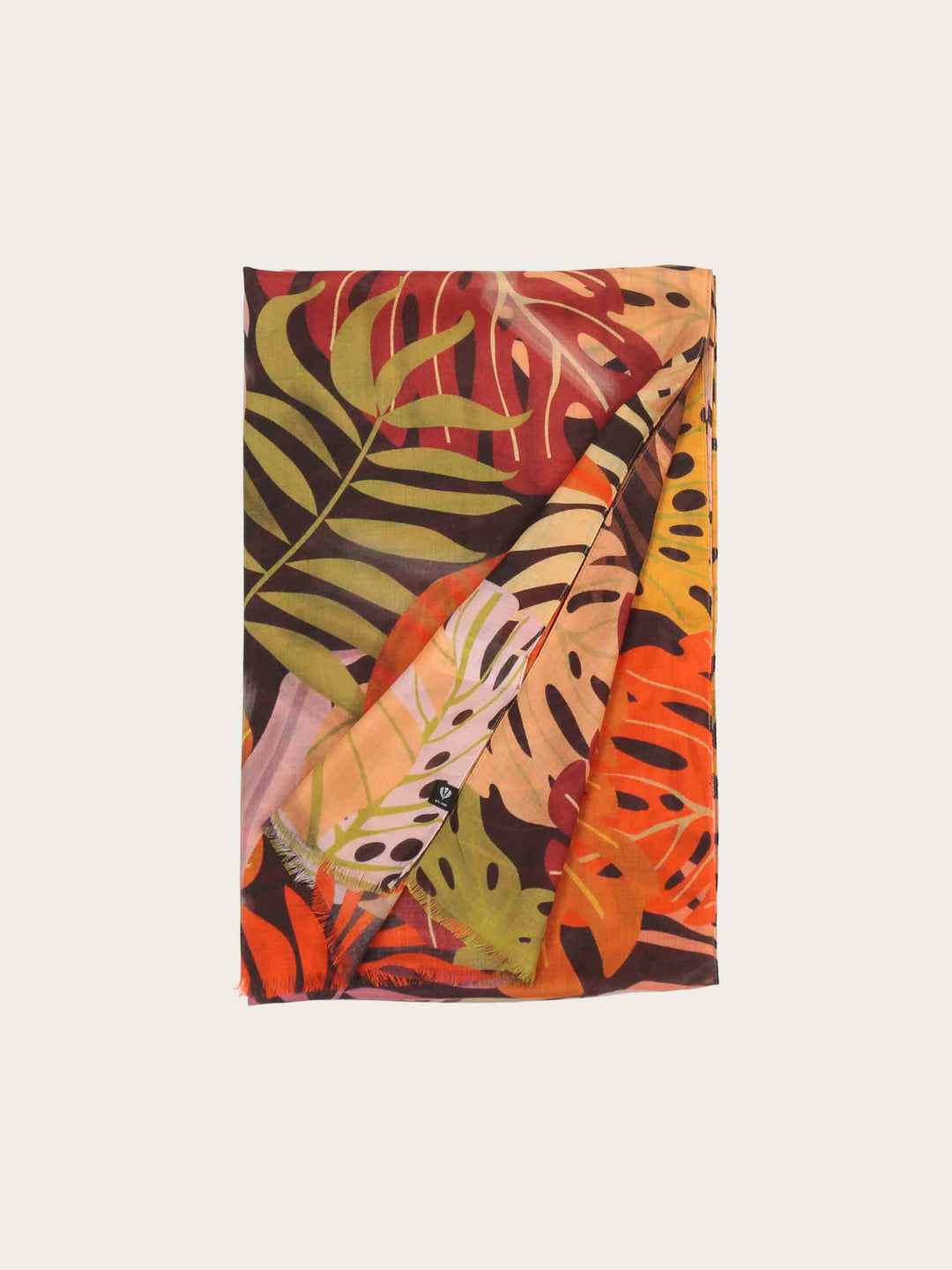 Sustainability Collection - Schal mit buntem Blatt-Design aus Viskose