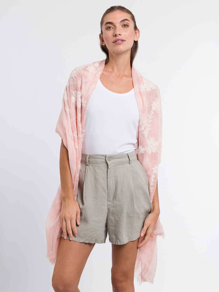 Stola mit Blumen-Stickerei