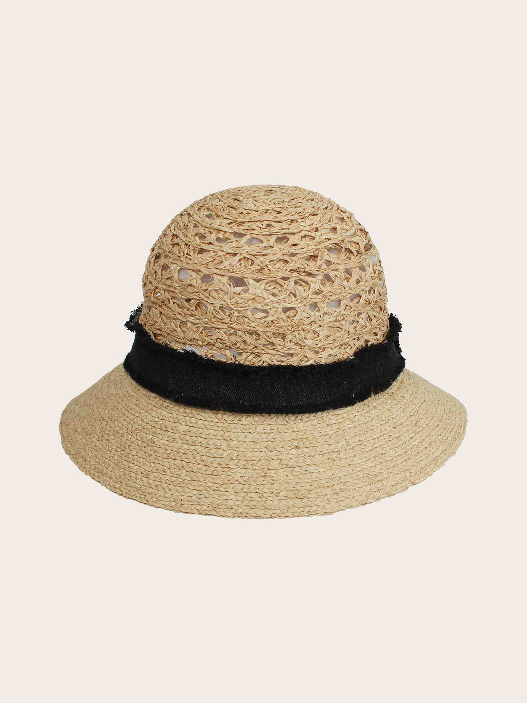 Loevenich Strohhut mit gehäkelter Krone und Denim Hutband